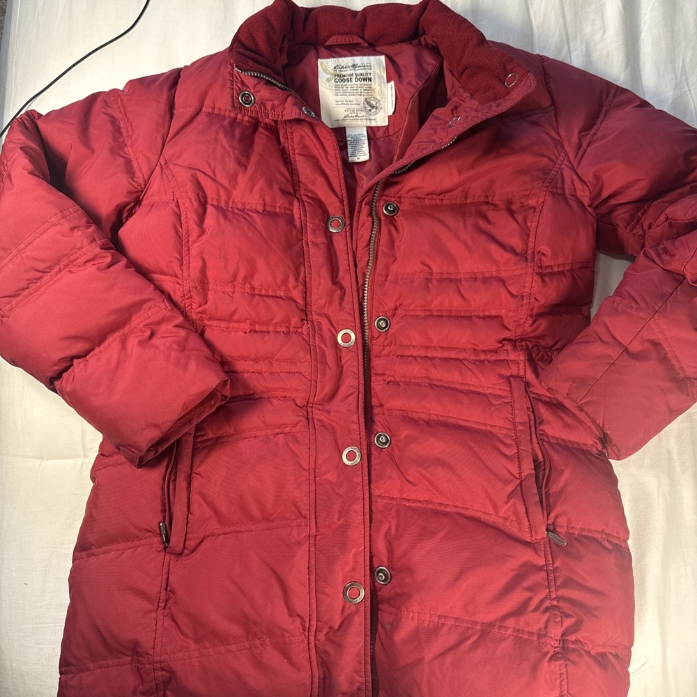 Eddie Bauer Jacket Womens M Goose Down Puffer 700 Fill Power Winter Coat Red